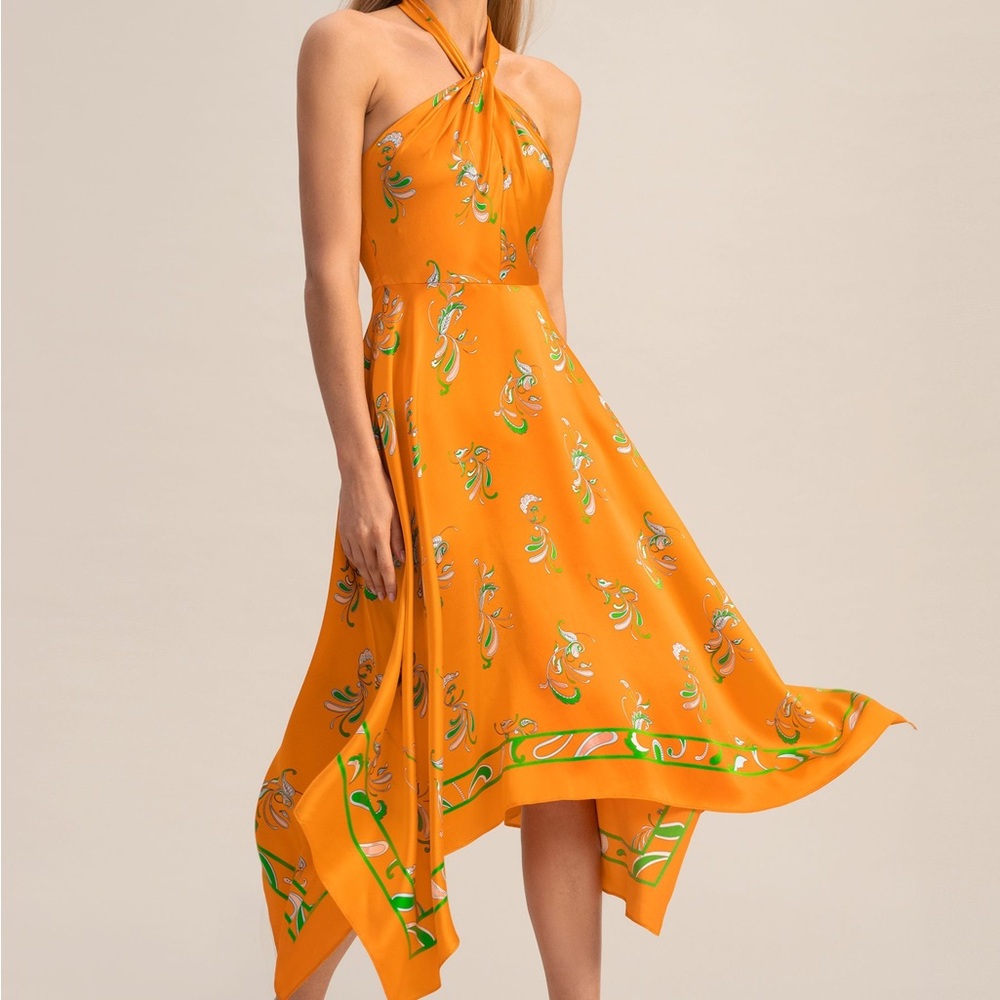 Lilysilk Spring Waltz Orange Halter Dress
